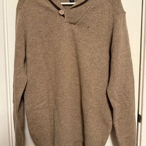 Pronto Uomo‎ V-Neck Tan Sweater 100% Wool